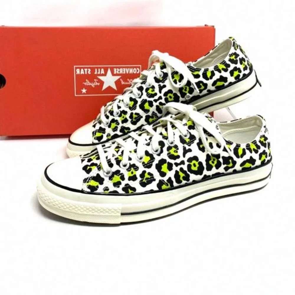 💖MEGA SALE💖Converse CHUCK 70 OX EGRET Black Leopard 164410C Men's Low Print